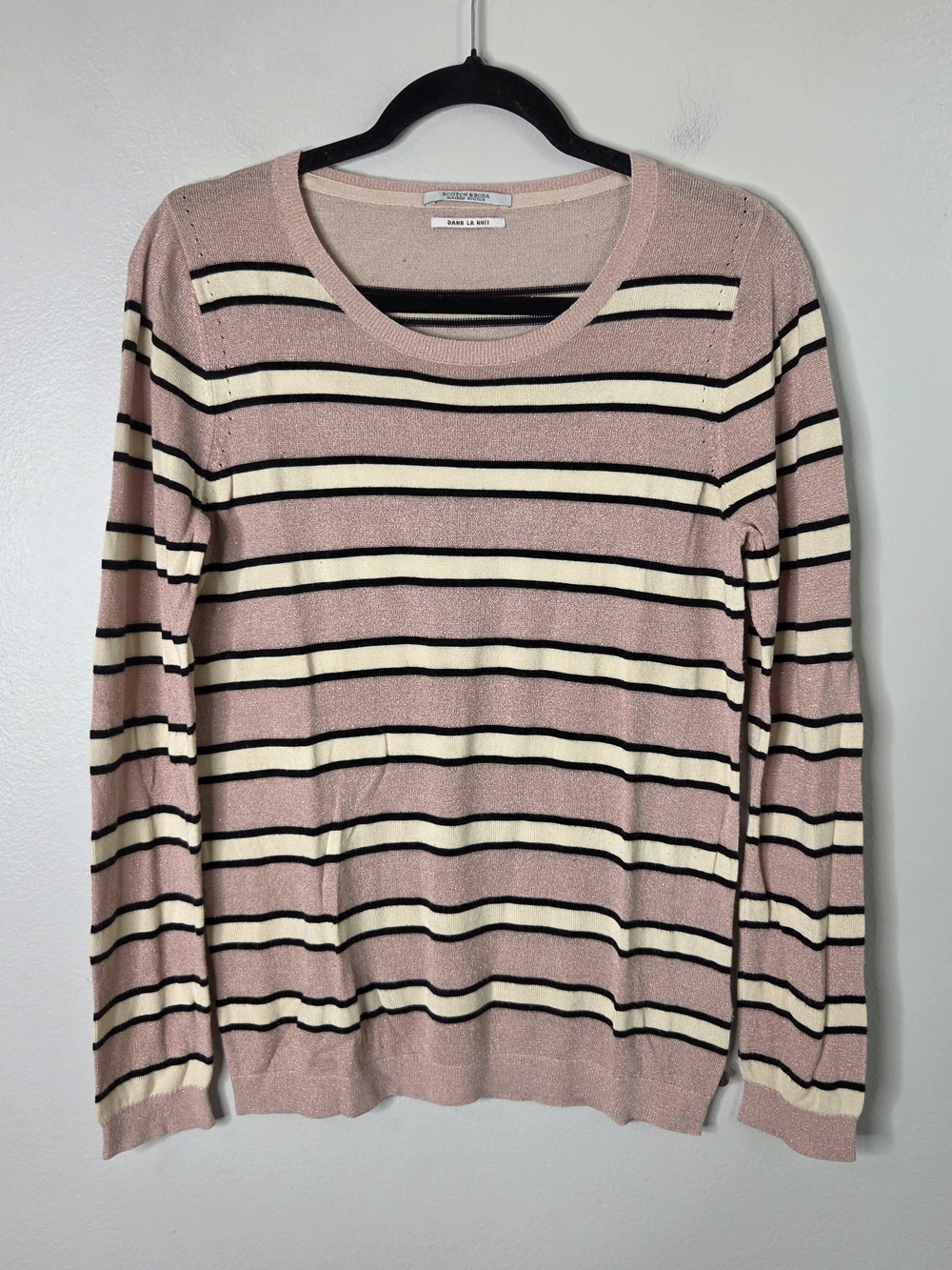 Scotch & Soda Pink Metallic Striped Thin Knit Sweater